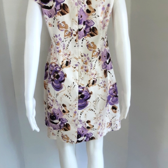 K STUDIO COTTON CAP SLEEVE PURPLE FLORAL SHIFT DRESS SZ 8 - Picture 6 of 9